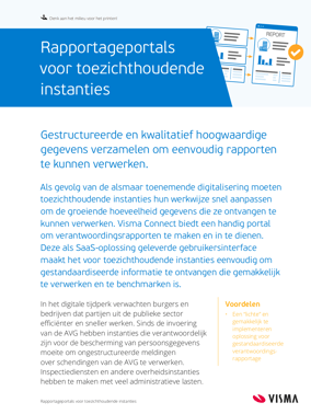 Rapportageportals voor toezichthoudende instanties voorpagina