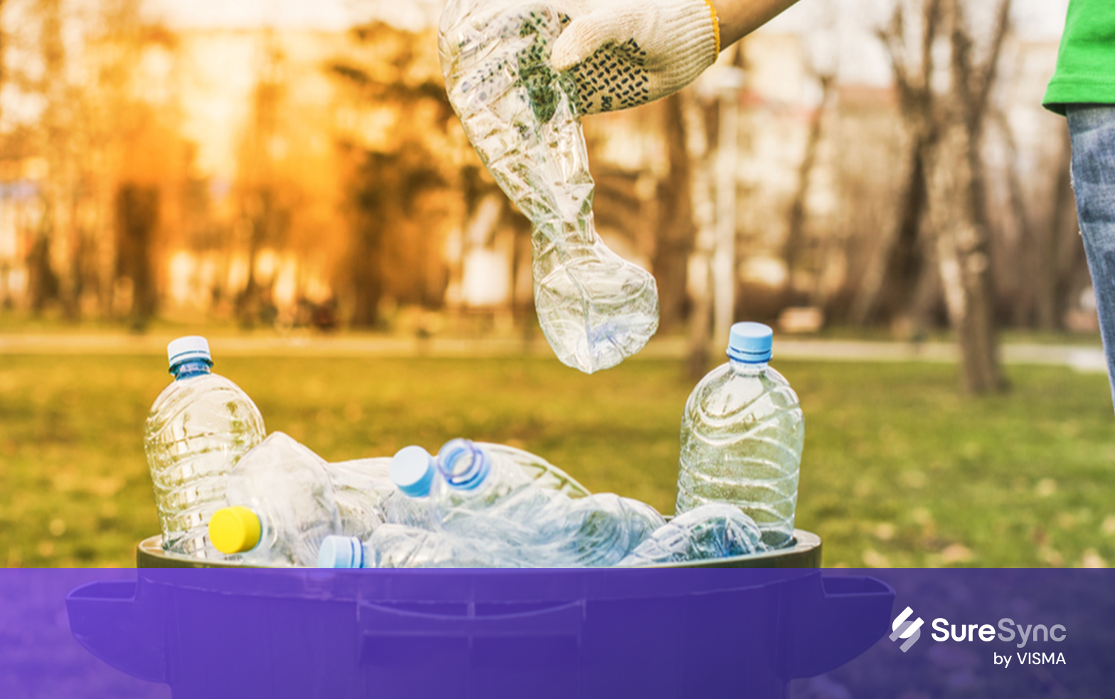 Someone throwing plastic waste in the garbage 
