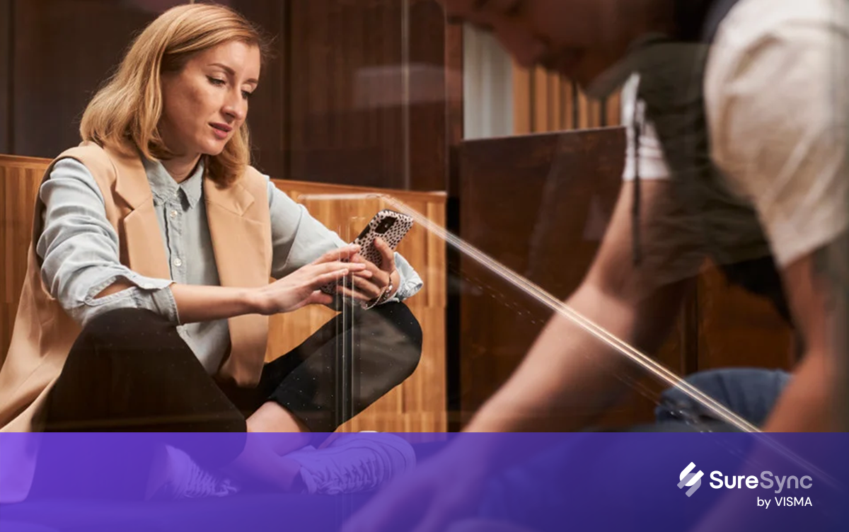 Woman checking her telephone 